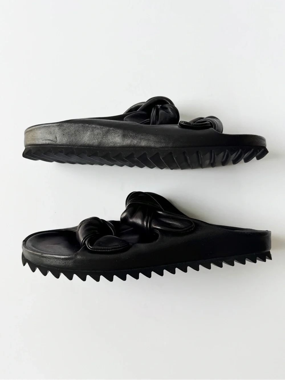 Officine Creative Pelagie Knotted Leather Slides in Black | 37